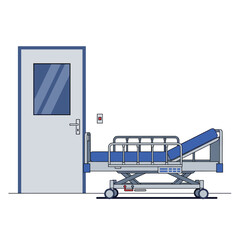 Hospital Bed and Door Illustration in Medical Setting.