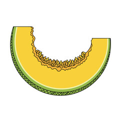 Slice of Cantaloupe Melon with Bite Marks.