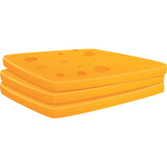 Stack of Cheese Slices Isolated on Transparent Background