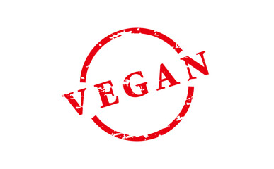 VEGAN - Red Rubber Stamp with text VEGAN
