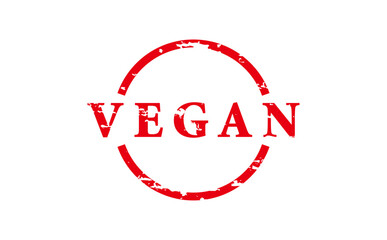 VEGAN - Red Rubber Stamp with text VEGAN
