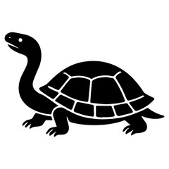 Black silhouette vector illustration of a turtle. Perfect for wildlife prints, educational materials, logos, nature-themed decor, and minimalist graphic design projects.