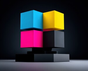 CMYK Target. Cross Colors in 3D for Printing with Black, Magenta, Yellow, Cyan