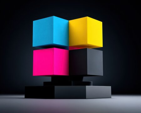 CMYK Target. Cross Colors in 3D for Printing with Black, Magenta, Yellow, Cyan