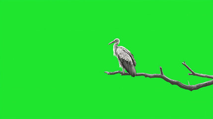 Fototapeta premium Griffon bird perched on green branch, full body visible