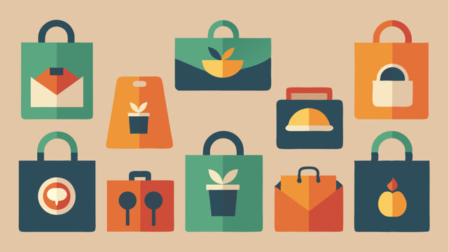 A collection of delivery bags with various restaurant logos arranged neatly to convey a wide range of cuisine choices.