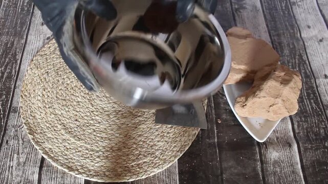 Brown clay stone flat lay view