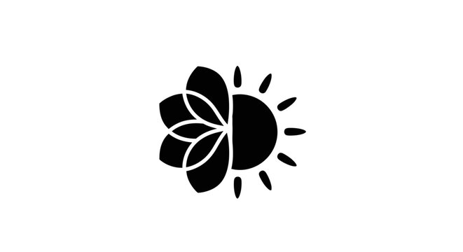 Black and white floral sun logo design for branding and identity.