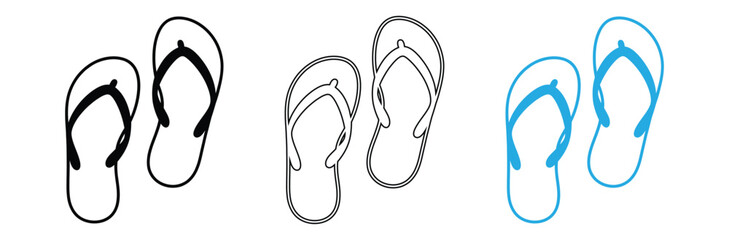 Elegant high heel shoe icons in black, outline, and blue show fashion styles,Three high heel shoe icons in black, outline and blue isolated on white background