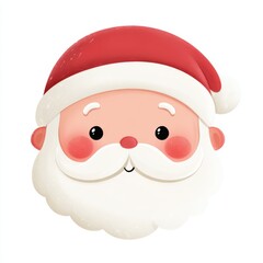 Cute Santa Claus face illustration with soft colors and cheerful expression, holiday artwork.