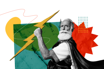 3d sketch poster trend collage image of serious man greek king senator hold lightning weapon zeus strenght ancient god masquerade