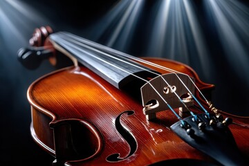 Fototapeta premium Close Up of Violin Under Dramatic Lighting