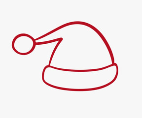 Vector Santa Claus Red Hat outline icon sketch 