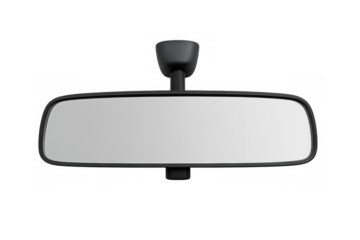 Car rearview mirror depicting vehicle interior safety, auto part element for safe driving with transparent background