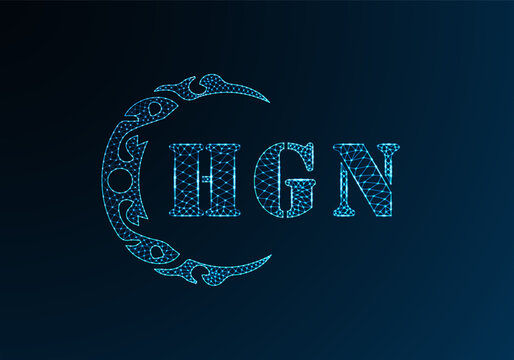Low poly letter logo HGN design. HGN letter logo low poly vector design on blue color gradient background. HGN logo low poly design