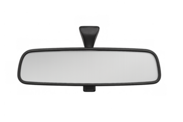 Vehicle rear-view mirror for safe driving, providing visibility of traffic behind. Isolated on a transparent background