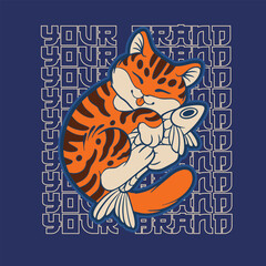 Cartoon maneki neko cat. Vector illustration	
