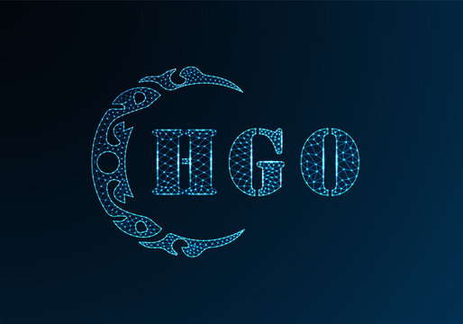 Low poly letter logo HGO design. HGO letter logo low poly vector design on blue color gradient background. HGO logo low poly design