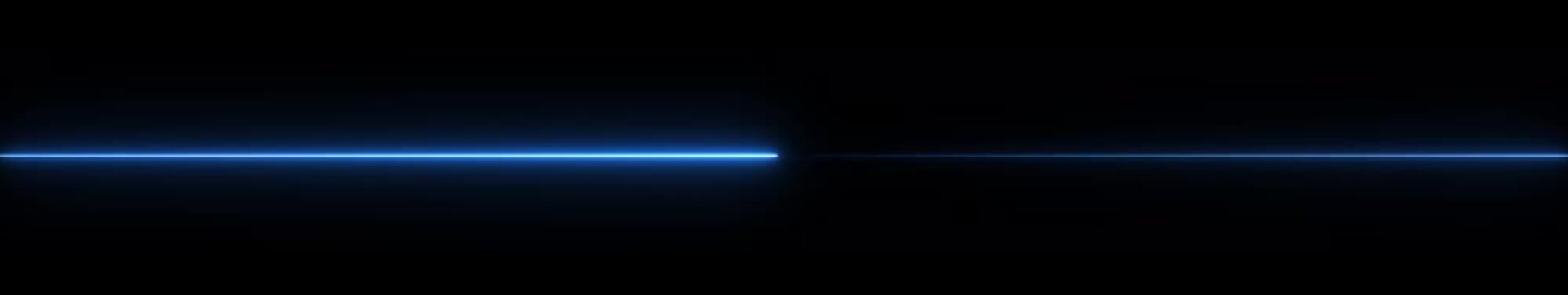 Futuristic Abstract Blue Neon Glowing Laser Lines widescreen Transition &ndash; Shiny Saber Animation Moving Left to Right in ultrawide on Black Background