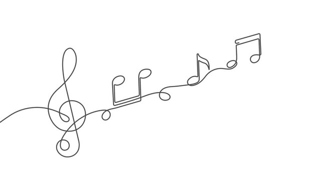 Musical notes .Musical concept. Continuous line drawing. 