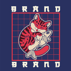 Cartoon maneki neko cat. Vector illustration	
