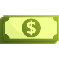 Stack Of Light Green Dollar Bills With A Dark Green Dollar Sign Centered On A Transparent Background