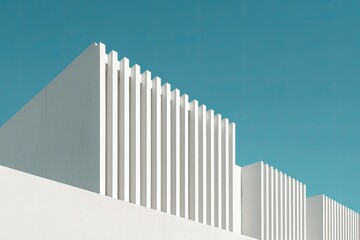 Obraz premium Modern white building against a vibrant teal sky