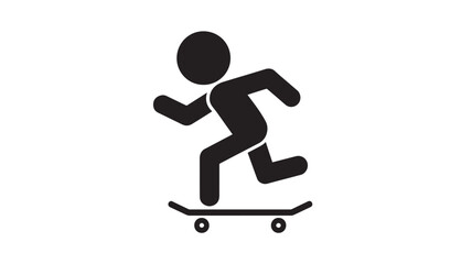 Skateboarder stick figure icon simple flat vector illustration isolated on white background