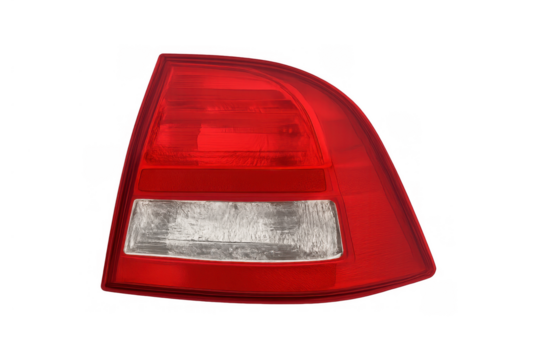 Car rear tail light showing automotive spare part for vehicle repair and maintenance on transparent background