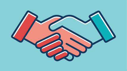 Naklejka premium A stylized handshake formed from curved and straight lines representing agreements and partnerships in business.