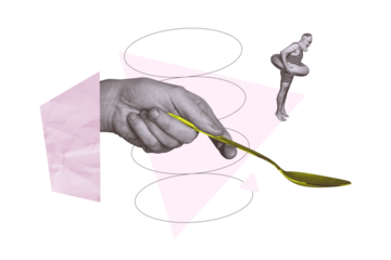 Creative poster collage elder man jump pool tourist swimsuit buoy spoon trampoline resort vacation hand body fragment swimmer