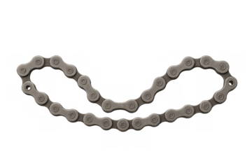 Bicycle chain links forming a loop shape, metal industrial gear element for bike repair and engineering concept