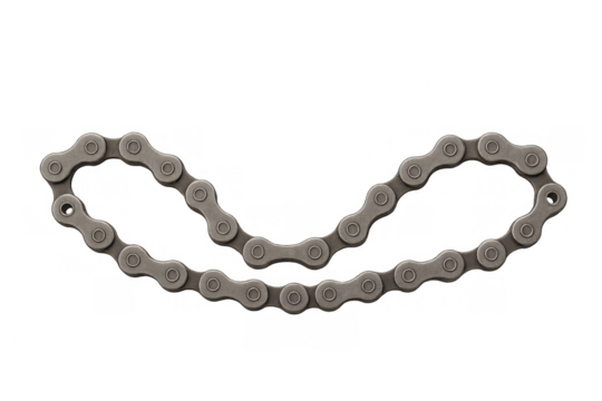 Bicycle chain links forming a loop shape, metal industrial gear element for bike repair and engineering concept