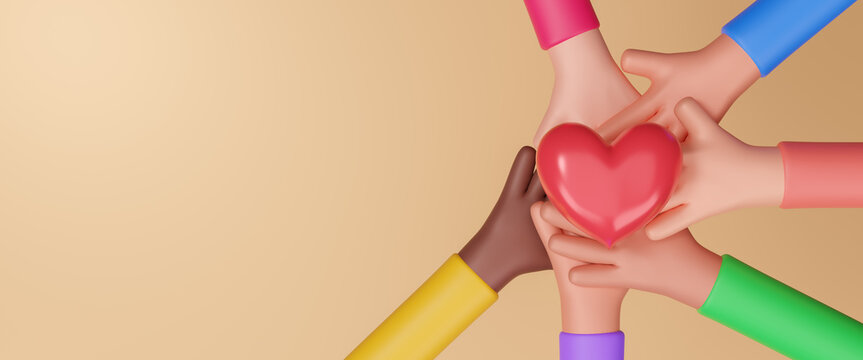 International Volunteer day for economic and social development on December 5th. to promote volunteering and recognize contributions to the achievement. Day of support, charity and help. 3d rendering