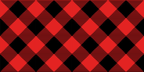 Diagonal red and black buffalo plaid check seamless vector pattern for fabric and backgrounds © dollitude