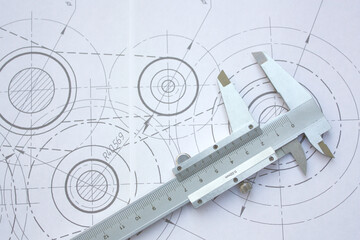 Engineering industrial background. Technical drawing .Technology banner.