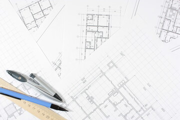 Architectural plan .House plan project .Engineering design .Industrial construction of houses .