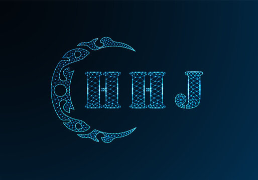 Low poly letter logo HHJ design. HHJ letter logo low poly vector design on blue color gradient background. HHJ logo low poly design