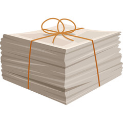 Stack of White Paper Tied with Orange Twine on a Transparent Background A Simple Object for Design Projects and Documentation