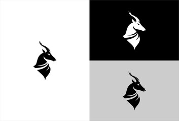 Antelope head silhouette in three color variations