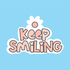 KEEP SMILING GIRL T-SHIRT VECTOR ILLUSTRATION DESIGN STICKER 2