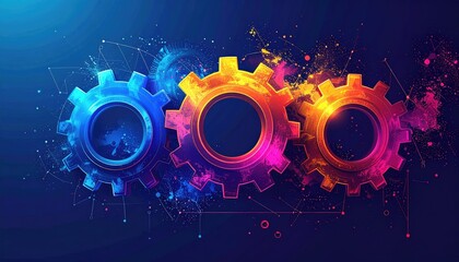 Vibrant abstract gears symbolizing connection and technological progress.