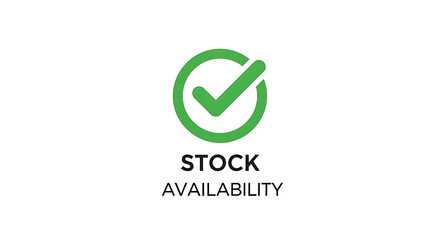 A green check mark inside a circle above the words stock availability on a white background ai generated