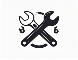 Crossed Wrenches Mechanical Repair Service Industry Icon Graphic.