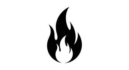 Black flame icon representing fire and burning with intense heat and energy.