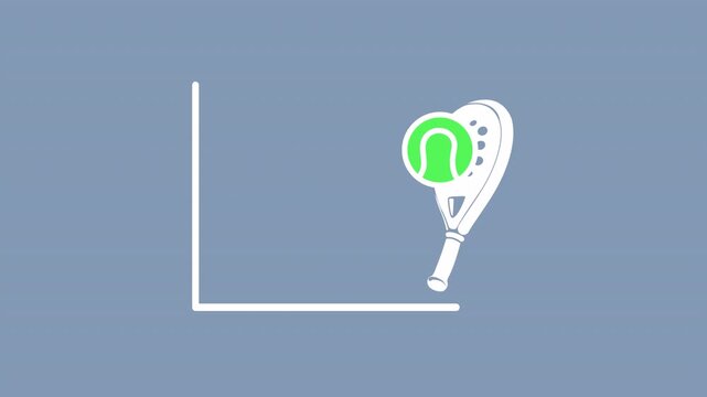 Padel Gameplay Animation. Looping Solid Icon of a Ball Bouncing Off the Court Walls. Alpha Channel Setting Background