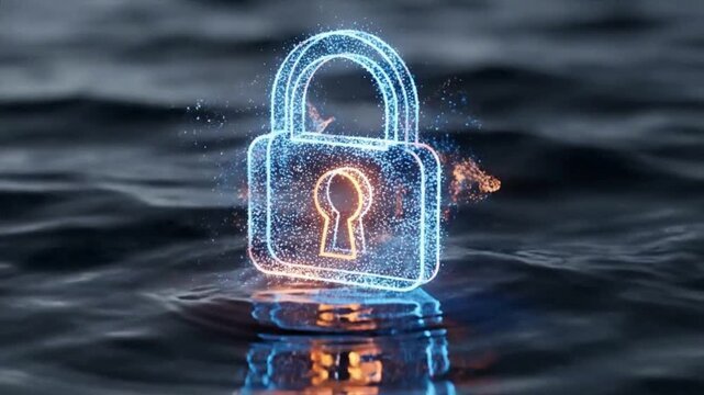 Cybersecurity lock data protection digital security safety encryption network technology secure 100 char on transparent background