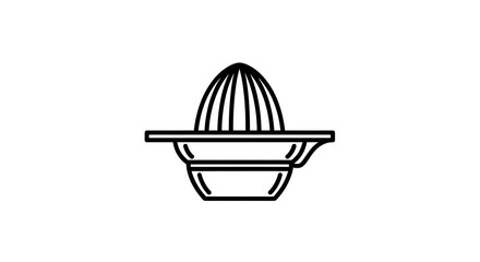 A simple line drawing of a citrus juicer with a bowl and reamer on a white background ai generated