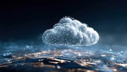 Abstract digital cloud over a globe