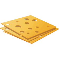 Stack Of Sliced Yellow Cheese With Holes On Transparent Background